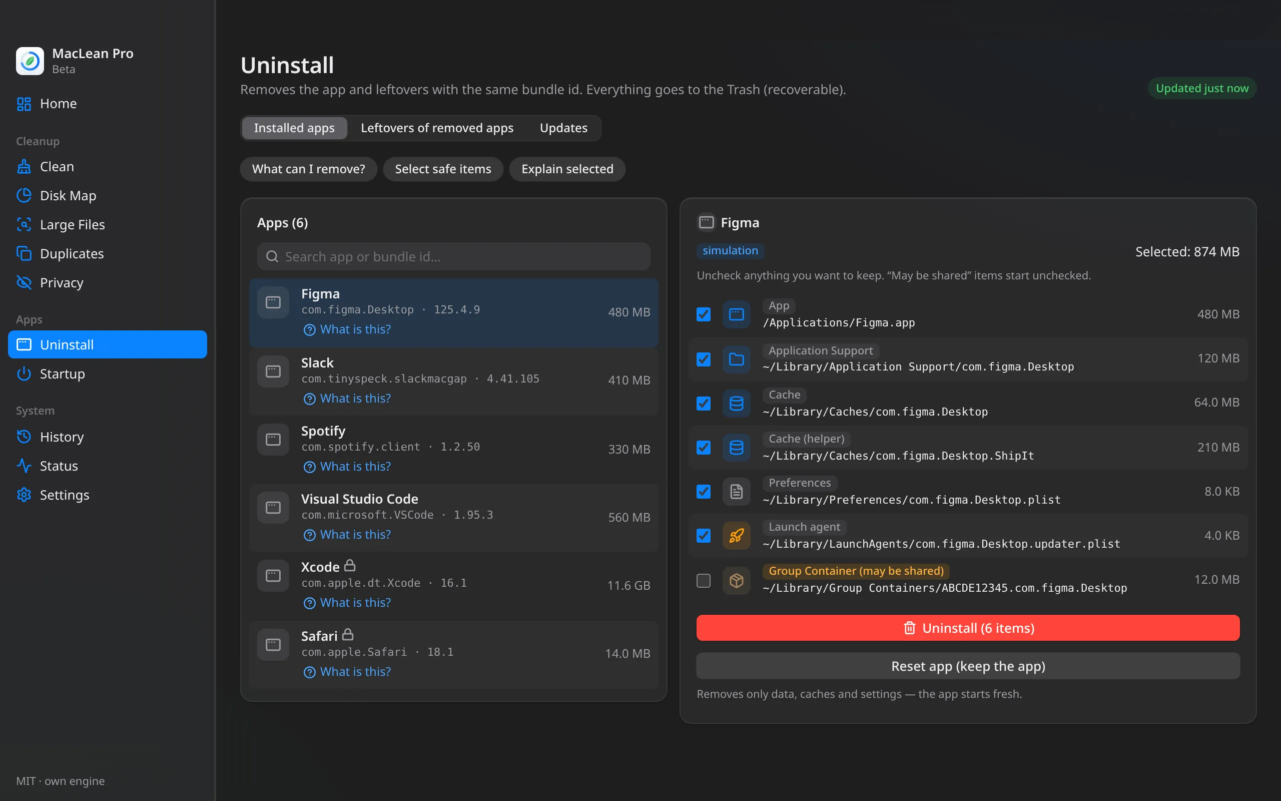MacLean Pro — Uninstall